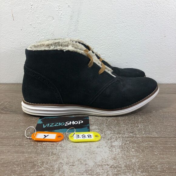 Cole Haan Grand.OS Shearling Suede Black Ankle Chukka Boots Women's 8 B W04129 - Picture 8 of 8